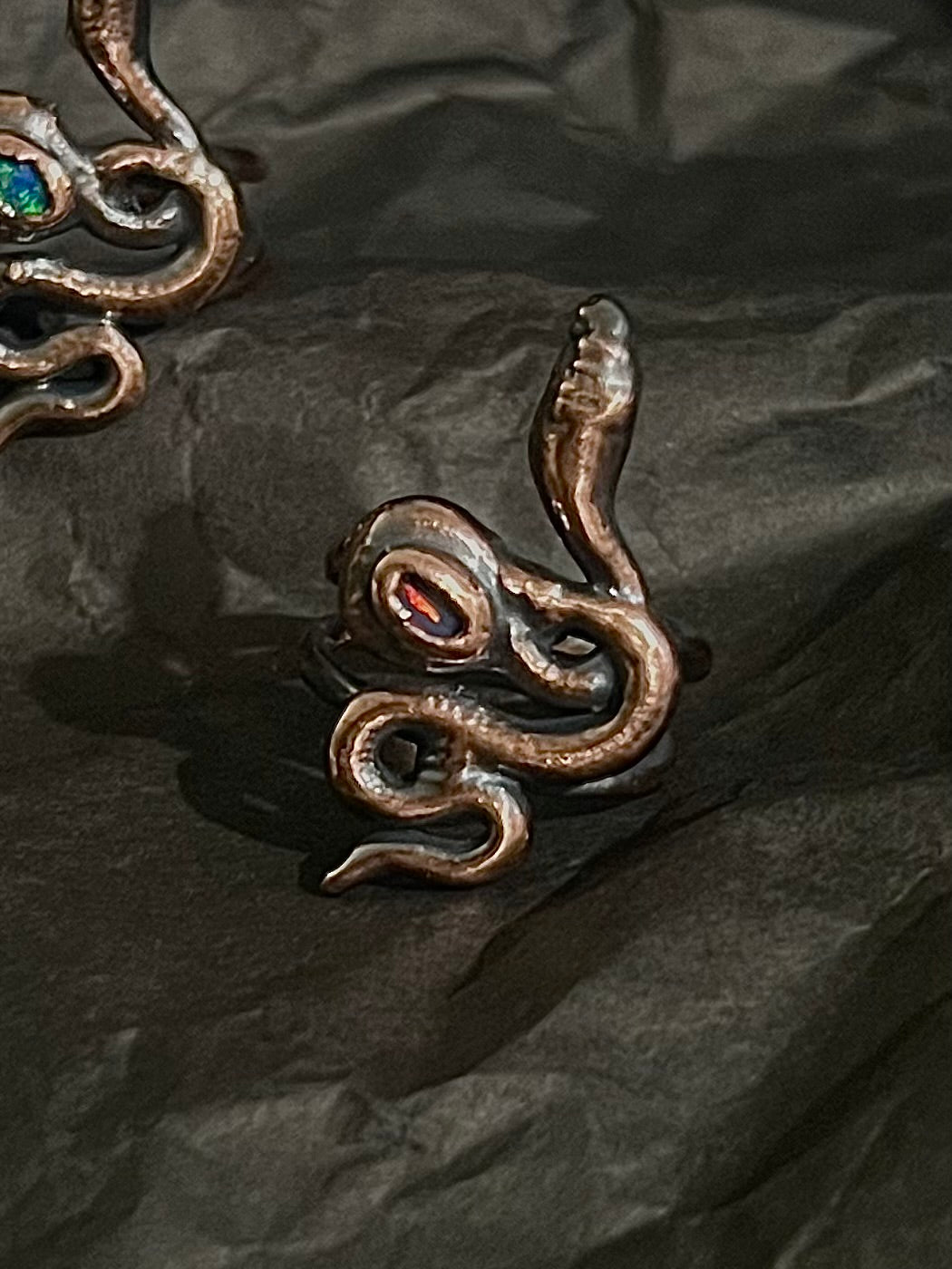 Flashy opal snake ring sz 5.5