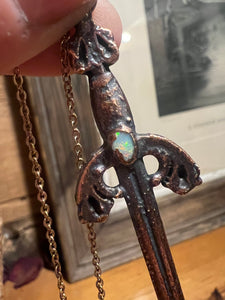 Flashy opal sword necklace