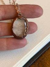 Load image into Gallery viewer, Pink rose quartz electroformed copper stone necklace
