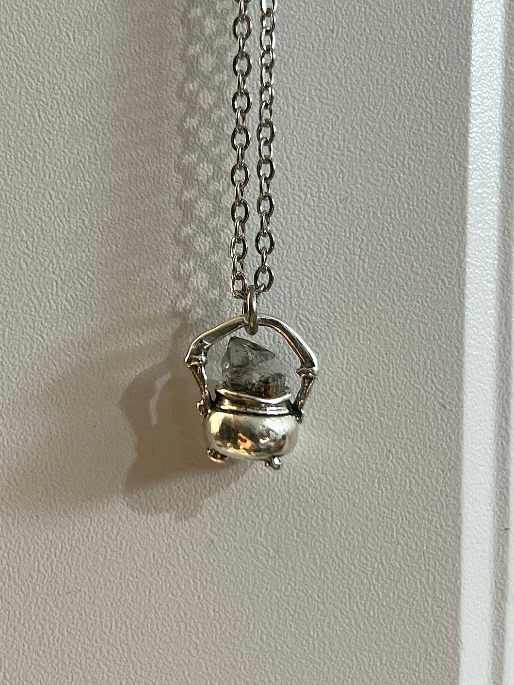 Sterling silver Herkimer diamond Cauldron necklace