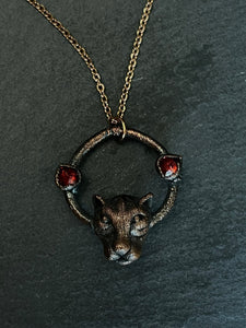 Cat + garnet necklace