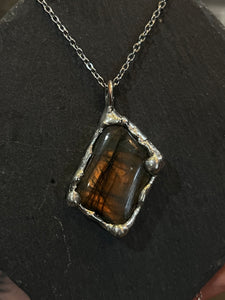 Large Flashy labradorite necklace Tiffany technique