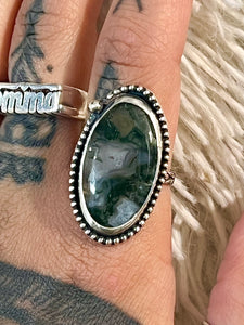 Moss  agate ring size