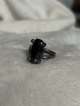 Load image into Gallery viewer, Black glass coffin ring size 5
