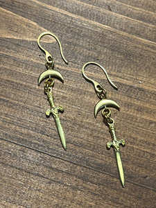 Sword and moon earrings