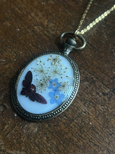 Load image into Gallery viewer, Pocket watch floral necklace
