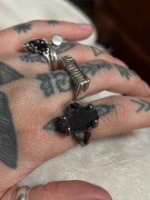Load image into Gallery viewer, Black glass coffin ring size 5
