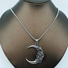 Load image into Gallery viewer, Rose Crescent Moon Charm Necklace
