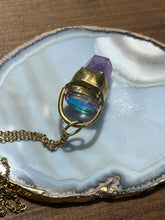 Load image into Gallery viewer, Amethyst and aura quartz necklace
