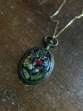 Load image into Gallery viewer, Pocket watch floral necklace

