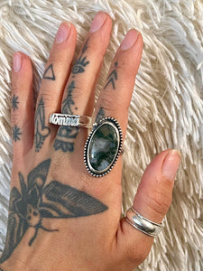 Moss  agate ring size