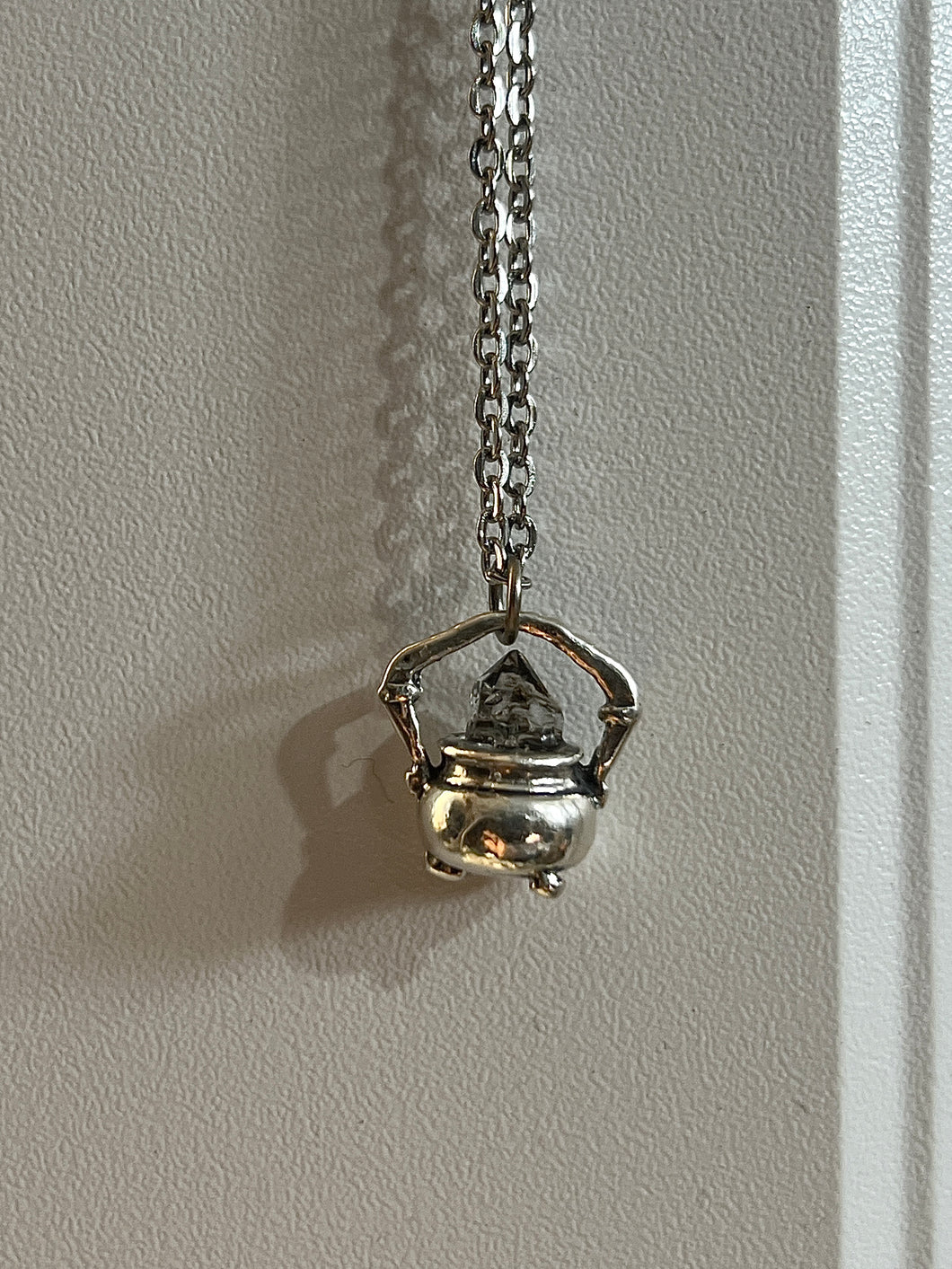 Sterling silver Herkimer diamond Cauldron necklace