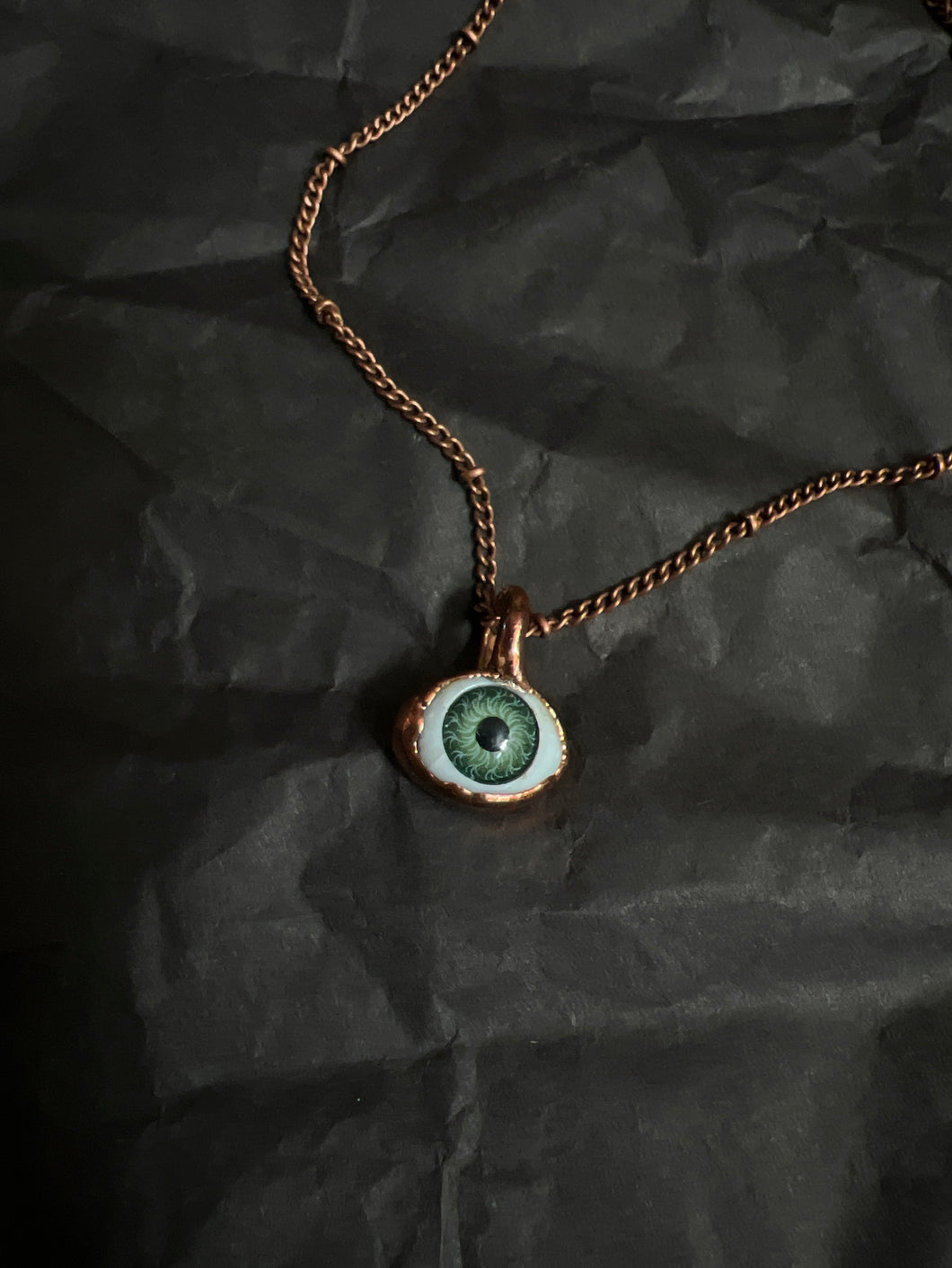 Copper electroformed eye necklace