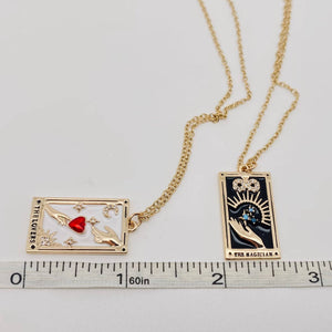 Enamel Tarot Inlay Cubic Zirconia Pendant Necklace