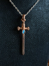 Load image into Gallery viewer, Copper electroformed sword  flashy opal necklace
