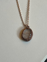 Load image into Gallery viewer, Pink rose quartz electroformed copper stone necklace
