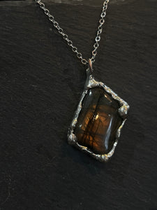 Large Flashy labradorite necklace Tiffany technique