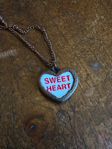 Electroformed copper heart candy necklace pendant