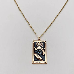 Enamel Tarot Inlay Cubic Zirconia Pendant Necklace