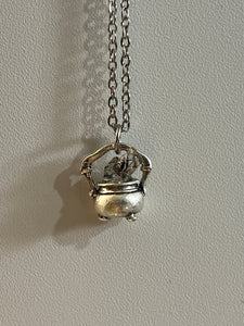 Sterling silver Herkimer diamond Cauldron necklace