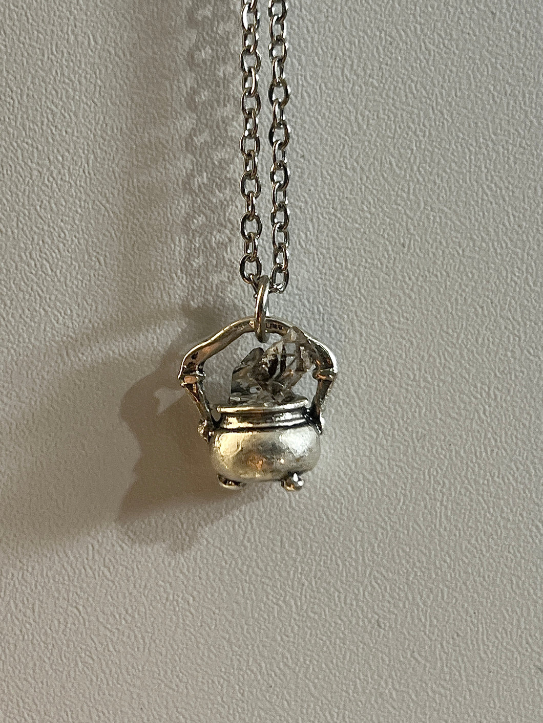 Sterling silver Herkimer diamond Cauldron necklace