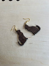 Load image into Gallery viewer, Wooden cat earrings
