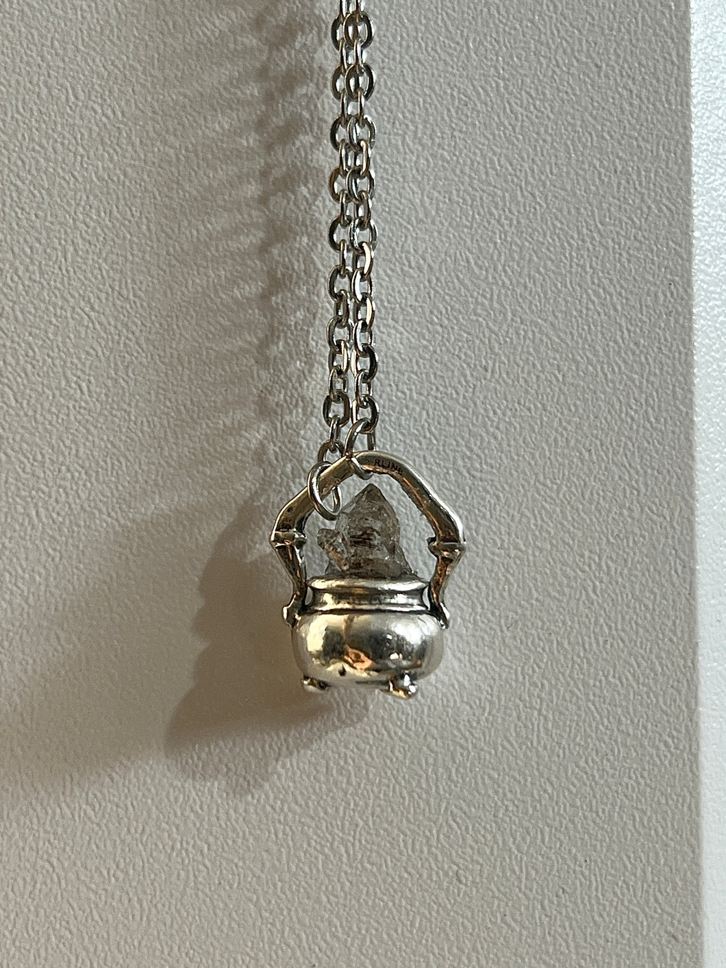 Sterling silver Herkimer diamond Cauldron necklace