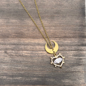 Heart and moon necklace ￼