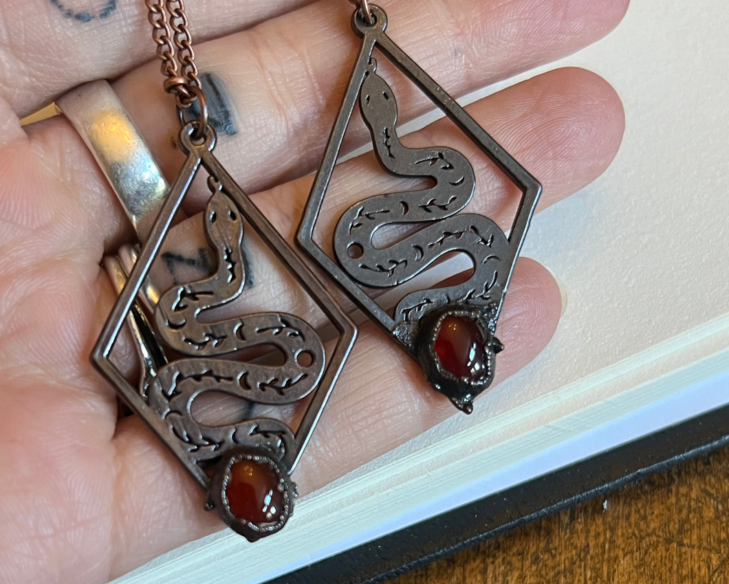 Carnelian agate snake necklace