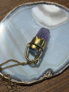 Amethyst and aura quartz necklace