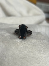 Load image into Gallery viewer, Black glass coffin ring size 6.5
