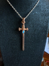 Load image into Gallery viewer, Copper electroformed sword  flashy opal necklace
