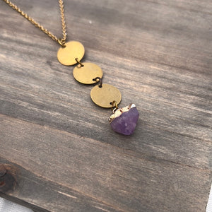 Amethyst disc necklace