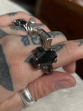 Load image into Gallery viewer, Black glass coffin ring size 6.5
