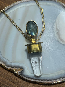 Quartz and labradorite necklace