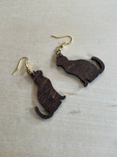 Load image into Gallery viewer, Wooden cat earrings
