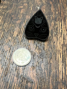 Black acrylic cat pin