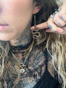 Wooden snake earrings