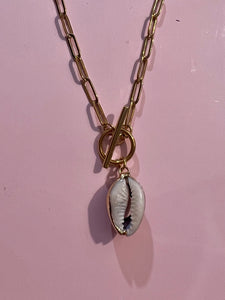 Shell paper clip necklace