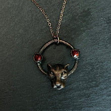 Load image into Gallery viewer, Cat + garnet necklace

