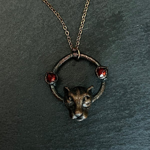 Cat + garnet necklace