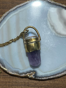 Amethyst and aura quartz necklace