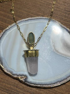 Rose quartz and ch￼alcedony necklace