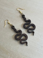 Load image into Gallery viewer, Wooden snake earrings

