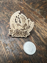 Load image into Gallery viewer, Moon and crystal wooden pin
