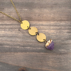 Amethyst disc necklace