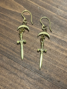 Sword and moon earrings
