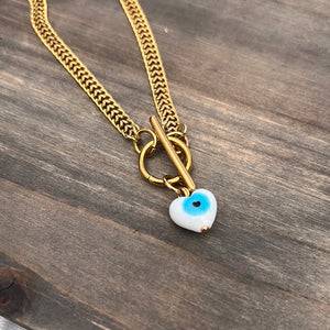 Heart Eye thick chain necklace