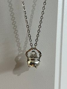 Sterling silver Herkimer diamond Cauldron necklace