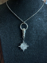 Load image into Gallery viewer, Star and hand with blue stone stainless steel necklace
